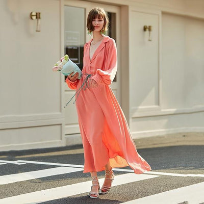 LORA Drawstring Maxi Holiday Dress