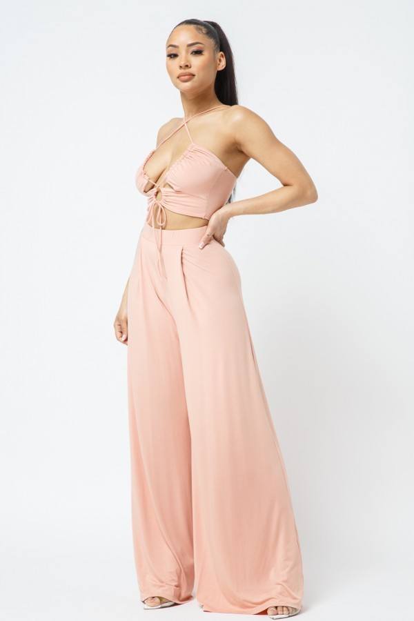 Lounge spaghetti strap top and pants set in colors
