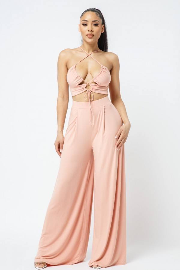 Lounge spaghetti strap top and pants set in colors