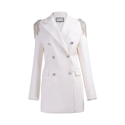 Luxe Blazer Dress with Shoulder Tassels