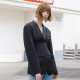 Primetime Looks-Luxe Blazer with Detachable Obi Belt