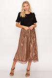 Luxe Pleated Midi Skirt in Brown