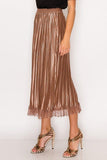 Luxe Pleated Midi Skirt in Brown