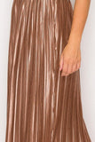 Luxe Pleated Midi Skirt in Brown