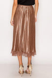 Luxe Pleated Midi Skirt in Brown