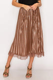 Luxe Pleated Midi Skirt in Brown