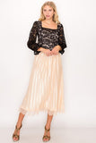 Luxe Pleated Midi Skirt in Cream