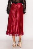 Luxe Pleated Midi Skirt in Red