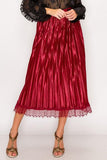 Luxe Pleated Midi Skirt in Red