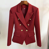 Luxe Red Double-Breasted Blazer