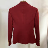 Luxe Red Double-Breasted Blazer