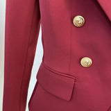 Luxe Red Double-Breasted Blazer