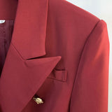 Luxe Red Double-Breasted Blazer