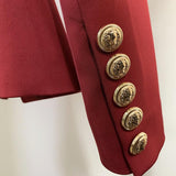 Luxe Red Double-Breasted Blazer