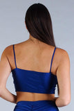 Luxe Satin Crop Top in Blue