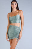 Luxe Satin Crop Top in Light Green