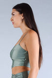 Luxe Satin Crop Top in Light Green