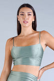 Luxe Satin Crop Top in Light Green