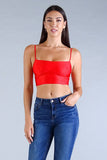 Luxe Satin Crop Top in Red Orange