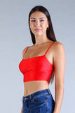 Luxe Satin Crop Top in Red Orange