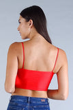 Luxe Satin Crop Top in Red Orange