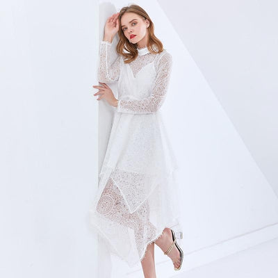 MAGGIE Luxe Lace Midi Dress in colors