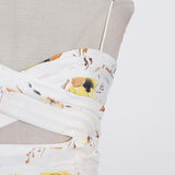 MARIA floral-print ruched midi dress