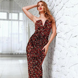 MARION Sparkly Red High Slit Gown