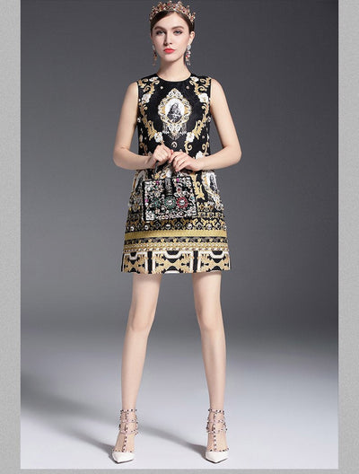 MATHILDE Baroque Print Mini Dress