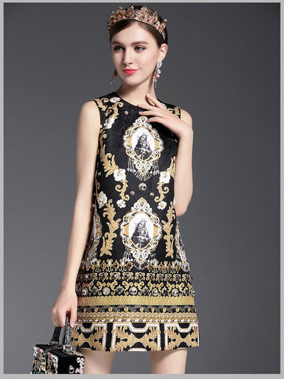 MATHILDE Baroque Print Mini Dress