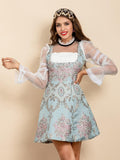 MELIA patchwork mini dress with mesh sleeves