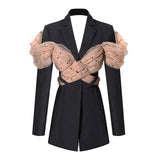 Mesh Bow Back Detail Chic Blazer