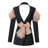 Mesh Bow Back Detail Chic Blazer