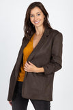Primetime Looks-Mid Length Faux Suede Blazer