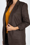 Primetime Looks-Mid Length Faux Suede Blazer