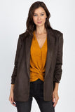 Primetime Looks-Mid Length Faux Suede Blazer
