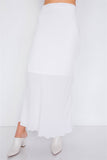 Primetime Looks-Mini Boho Print Lace Up Crop Top & High-waist Frill Trim Maxi Skirt Set
