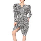 MISSY Zebra Print Asymmetric Midi Dress-Dresses-Primetime-Looks