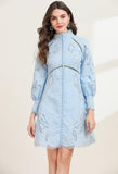 Moira Embroidered mini blue dress