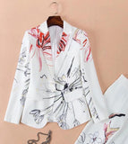 Primetime Looks-MONET White floral pant suit