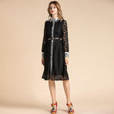 NARINE lace black midi dress