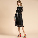 NARINE lace black midi dress