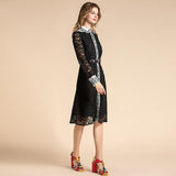 NARINE lace black midi dress