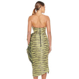 NATALIA High-Slit Stripes Midi Dress