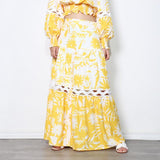 Nature Print Maxi Skirt and Crop Blouse Set in colors