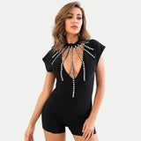 Neck Embellished Party Playsuit