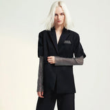 Net-sleeve long blazer