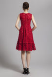 NORAH lace midi red dress
