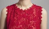 NORAH lace midi red dress