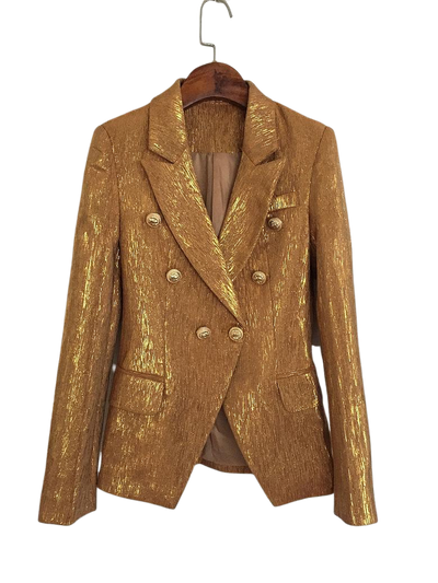 Primetime Looks-Nostalgia double-breasted golden blazer